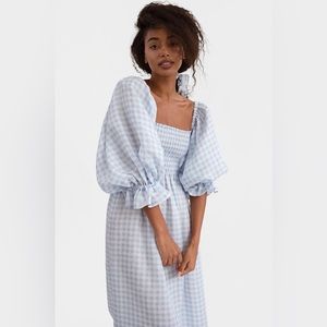 Sleeper Atlanta Linen Dress in Blue Vichy, Size Medium EUC, worn once for photos